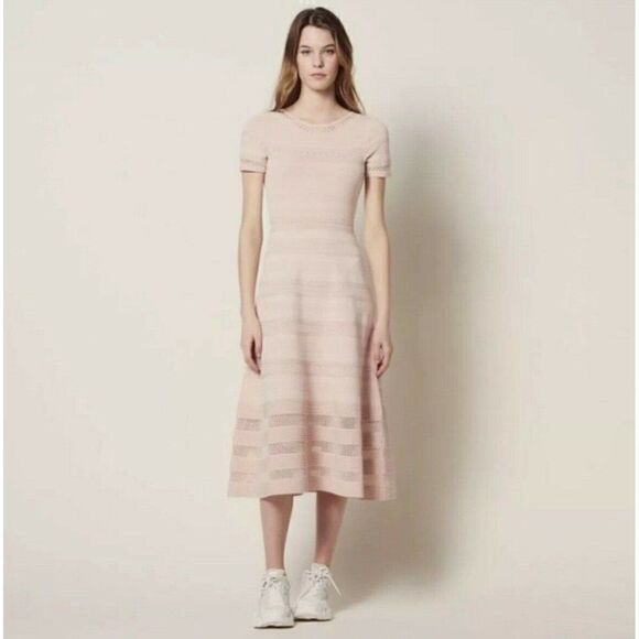 NWT SANDRO PARIS ROSELLE DRESS IN ROSE PINK - Picture 2 of 4